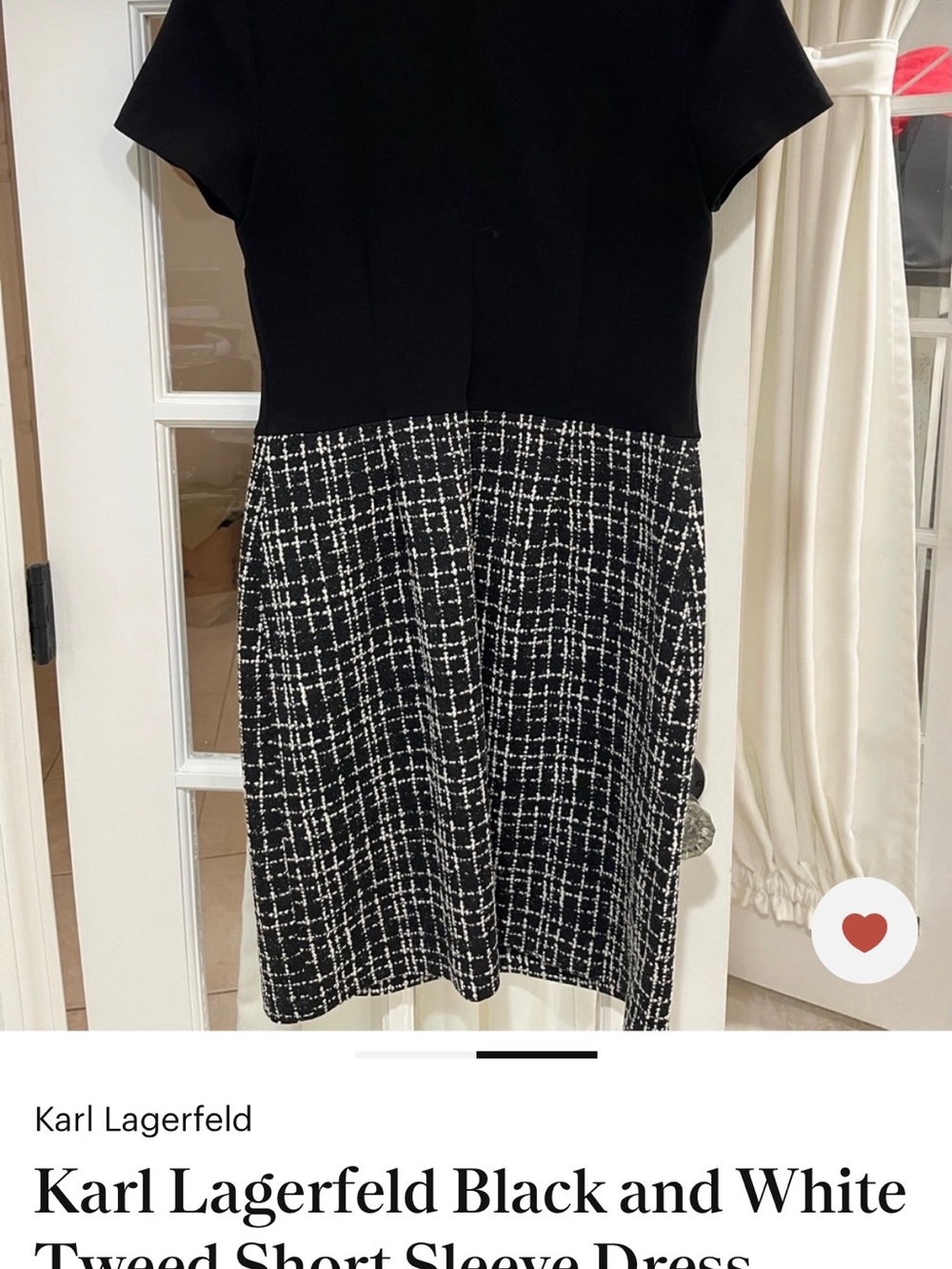 Karl Lagerfeld Black & White Tweed Block Dress